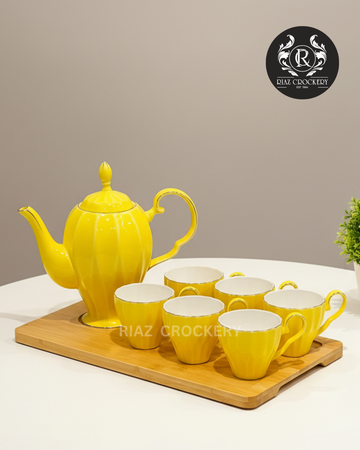 BAMBOO TRAY COFFEE SET 8-PCS