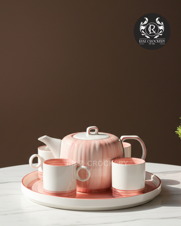 ROUND TRAY COFFEE SET 4-CUPS