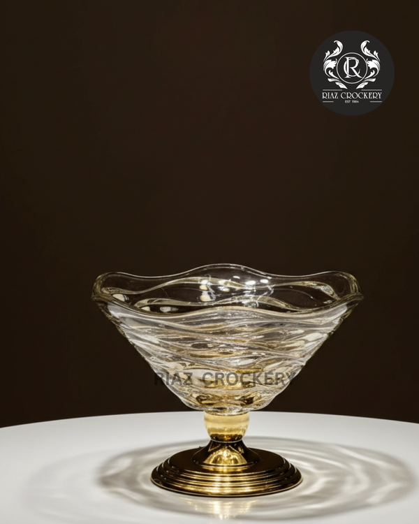 GOLDEN STAND CRYSTAL FRUIT DISH