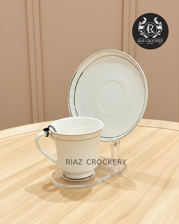 PRESIDENT WHITE LINE CUP SAUCER 6-PCS SET
