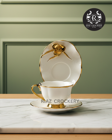 GOLD AMBROID CUP SAUCER 6-PCS SET