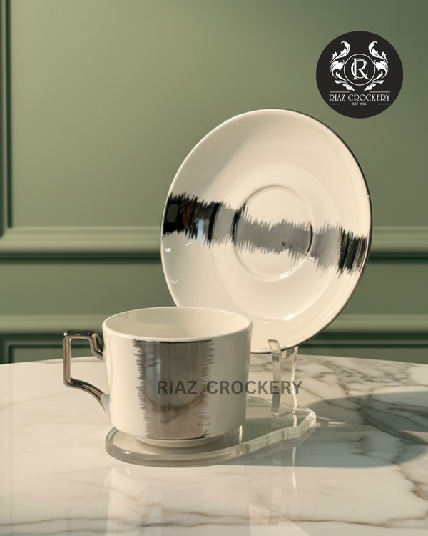GGK CUP SAUCER SILVER 6-PCS SET