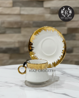 GOLD AMBROID CUP SAUCER 6-PCS SET