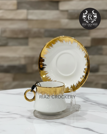 GOLD AMBROID CUP SAUCER 6-PCS SET