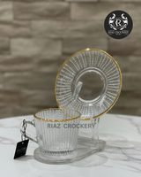 HIGH QUAILTY GLASS CUP SAUCER 6-PCS
