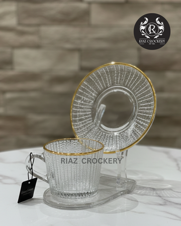 HIGH QUAILTY GLASS CUP SAUCER 6-PCS