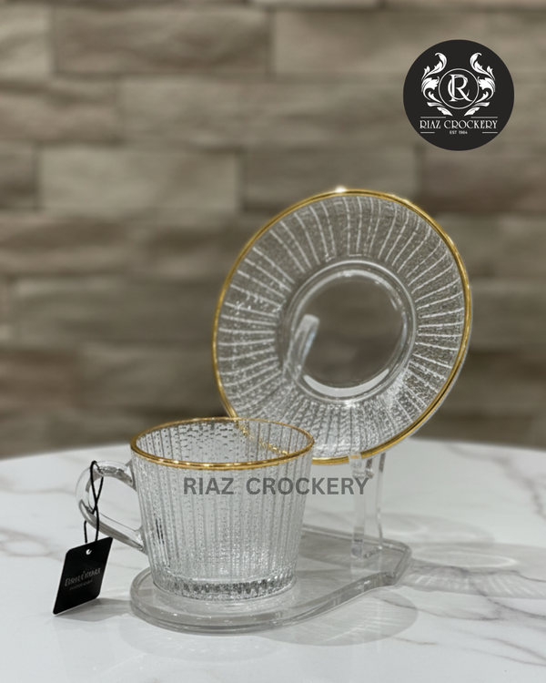 HIGH QUAILTY GLASS CUP SAUCER 6-PCS