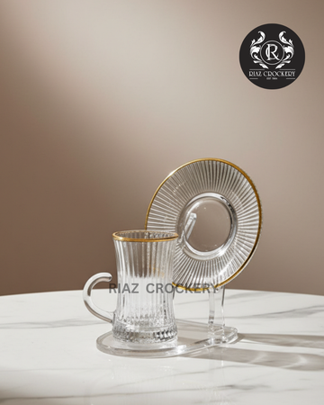 DELI GLASS CUP SAUCER 6-PCS SET