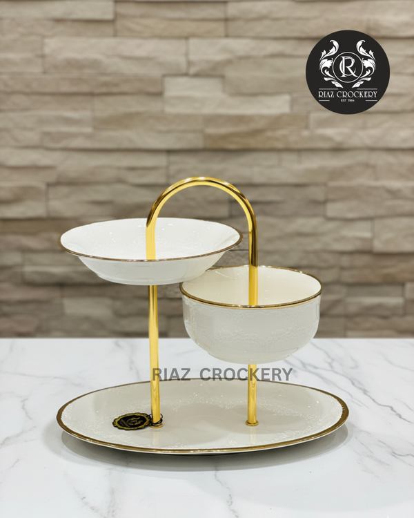 GOLDEN CERAMIC FRUIT DISH
