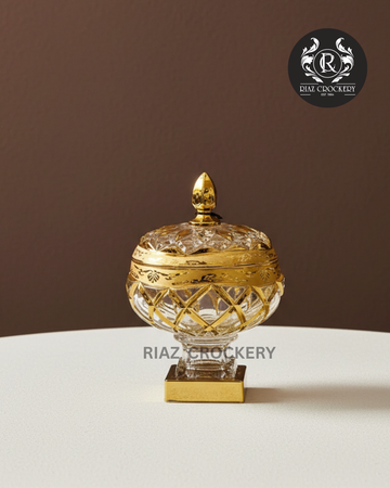 CRYSTAL GOLDEN CANDY JAR