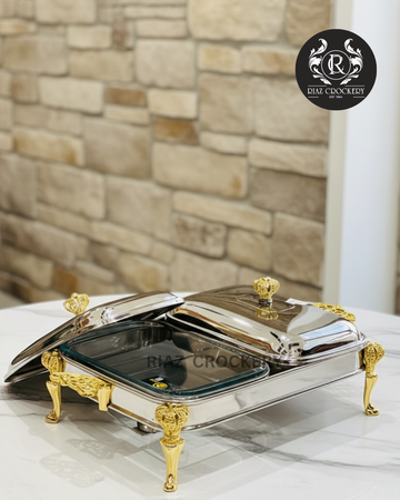 ONE MORE GOLDEN STEEL FOOD WARMER 2-POT