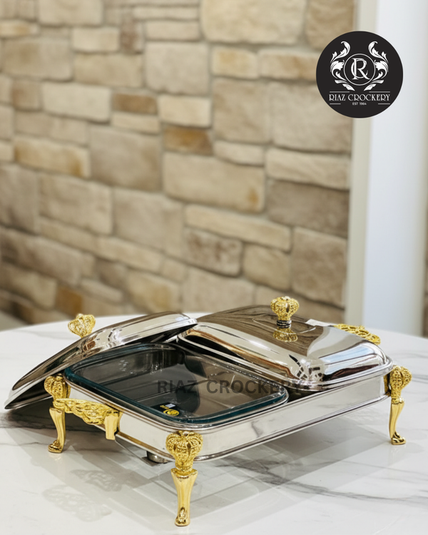 ONE MORE GOLDEN STEEL FOOD WARMER 2-POT