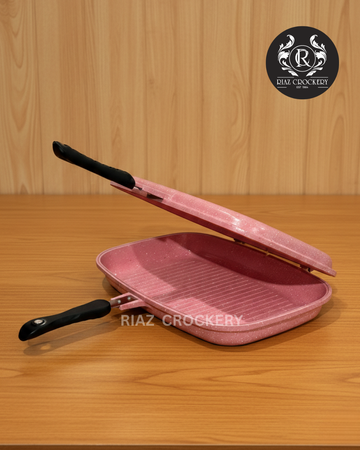 UNIQUE DOUBLE MARBLE COATING GRILL PAN
