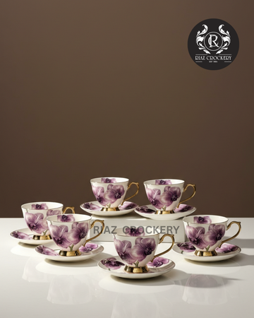 FLOWER MULTY CUP SAUCER SET 6-PCS