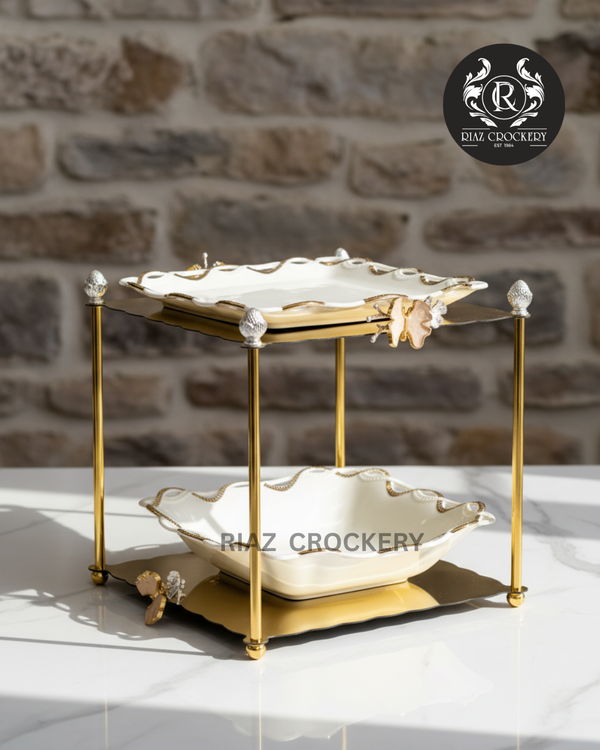 KIK GOLDEN WHITE SWEET DISH 2-STEPS
