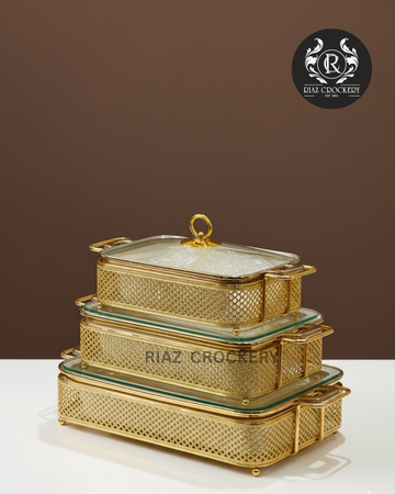 SHINE GOLDEN STAND CASSEROLE 3-PCS