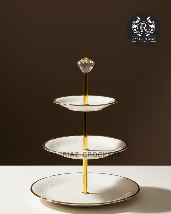 GOLDEN CERAMIC SWEET DISH 3-STEPS