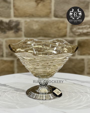 GOLDEN STAND CRYSTAL FRUIT DISH