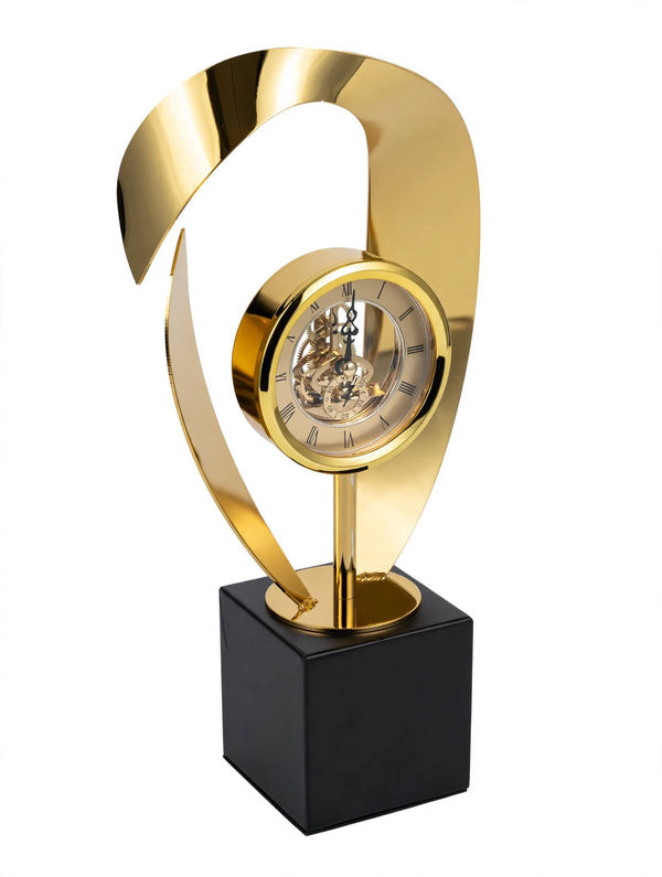 Golden black table clock 23733