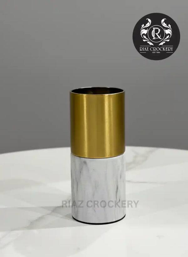 GOLDEN WHITE FLOWER VASE