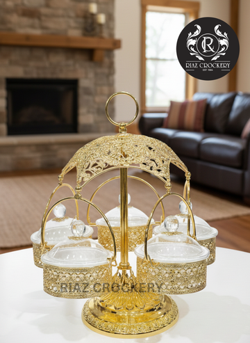 GOLDEN METAL DRY FRUIT TRAY