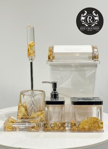 ACRYLIC  GOLD WASHROOM SET