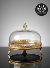 GOLDEN CAKE DISH WITH LID