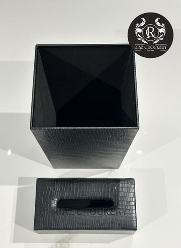 LEATHER TISSUE BOX SQUARE DUSTBIN SET