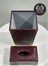 WOODEN LEATHER DUSTBIN SET