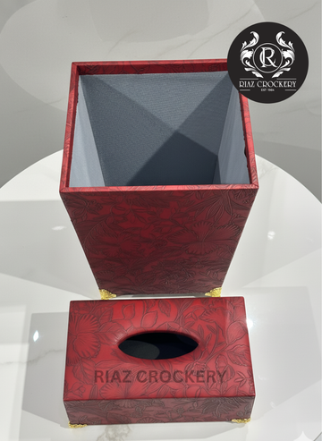 GOLDEN STAND LEATHER DUSTBIN SET