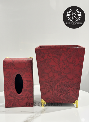 GOLDEN STAND LEATHER DUSTBIN SET