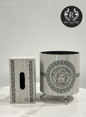 ROUND WOODEN DUSTBIN SET