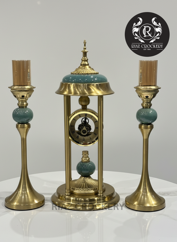 METAL CLOCK CANDLE HOLDER 3PCS