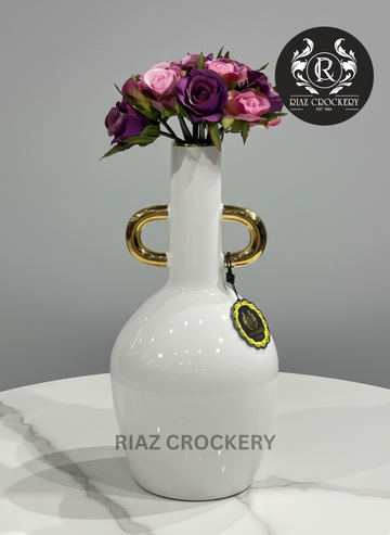WHITE GOLDEN FLOWER VASE