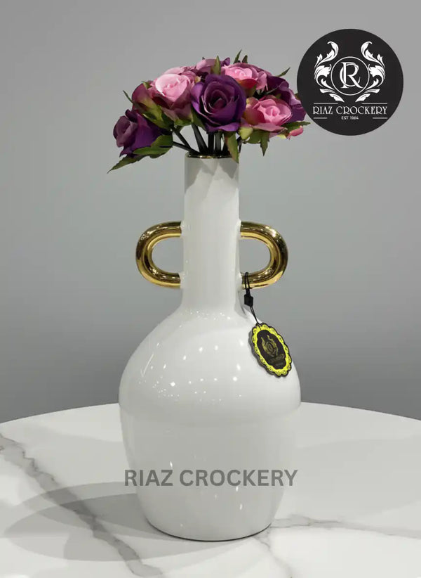 WHITE GOLDEN FLOWER VASE