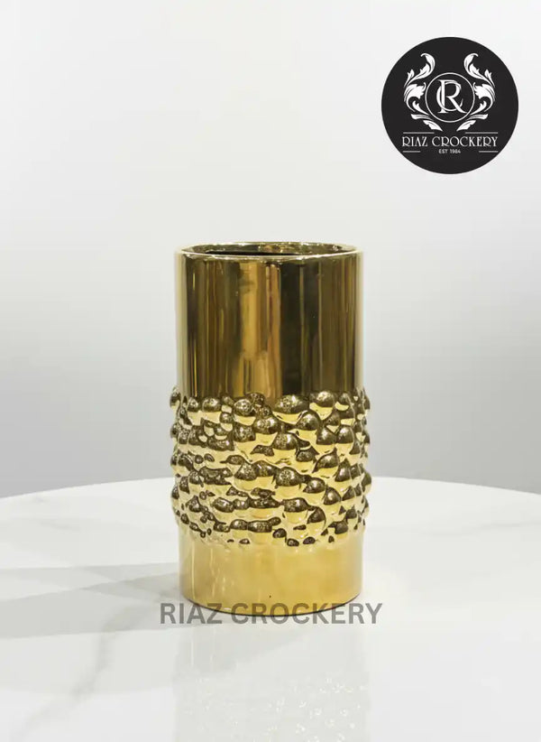GOLDEN CERAMIC FLOWER VASE