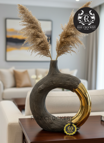 GOLDEN GRAY CERAMIC VASE