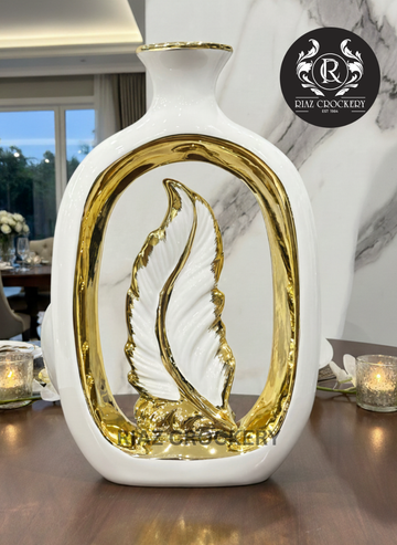 WHITE GOLD CERAMIC VASE
