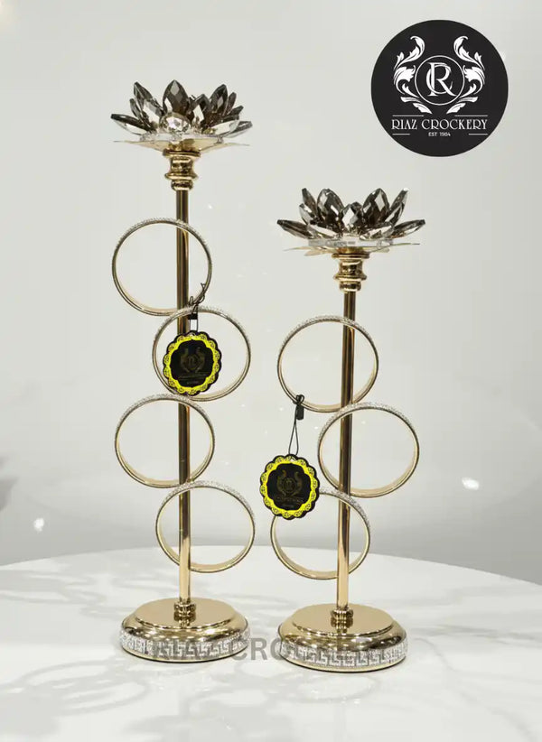 GOLDEN CRYSTAL CANDEL HOLDERS