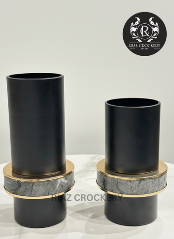 GOLDEN BLACK METAL VASES