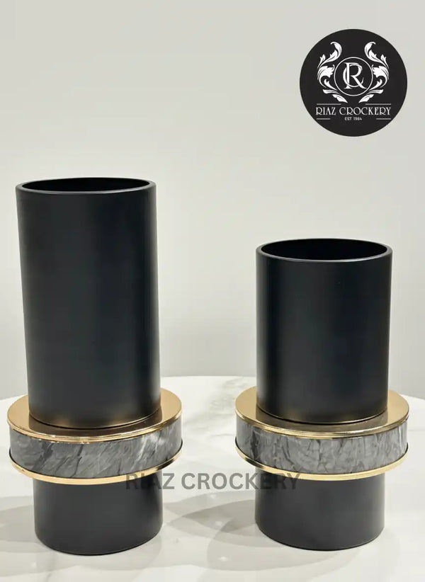 GOLDEN BLACK METAL VASES
