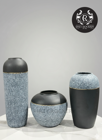 MARBLE BLACK VASE 3PCS SET