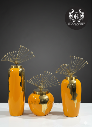 CERAMIC COLOR GOLD 3PCS VASE SET