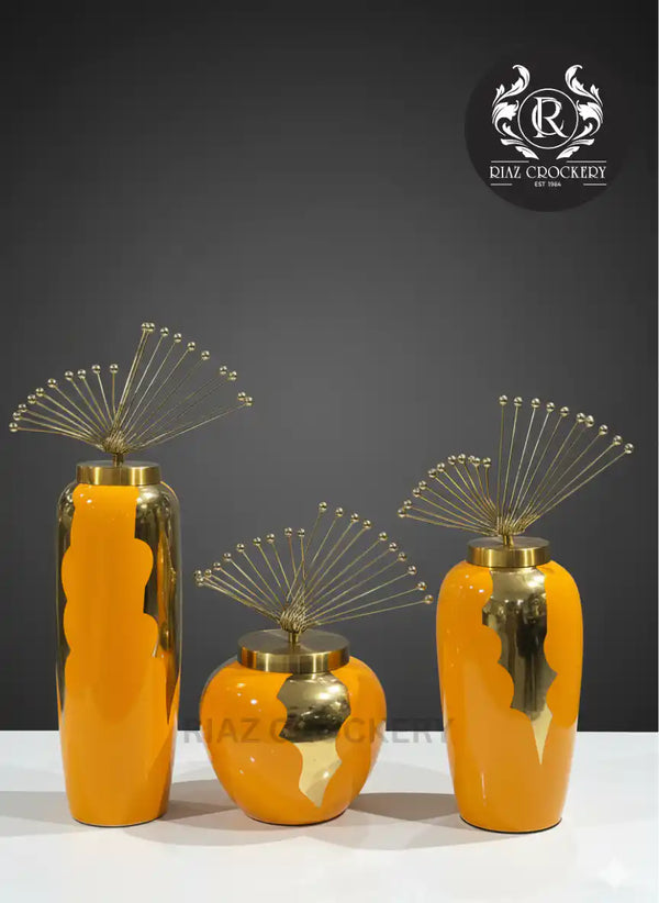 CERAMIC COLOR GOLD 3PCS VASE SET