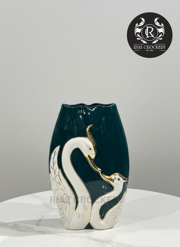 GREEN DUCK FLOWER VASE