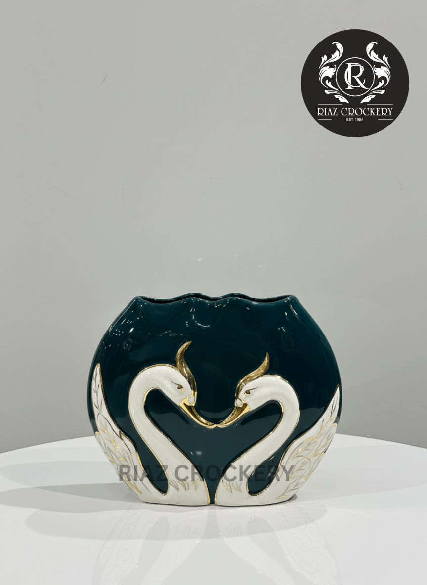 GREEN DUCK FLOWER VASE