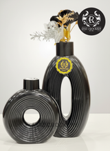 BLACK VASE 2PCS OVAL