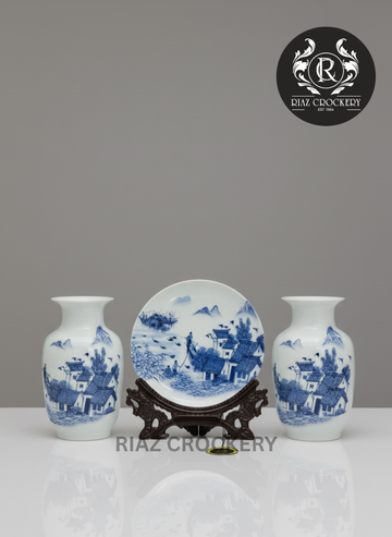 BLUE AMBOSE 3PCS VASE SET