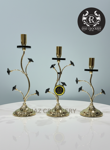 METAL CRYSTAL CANDLE STAND 3PCS