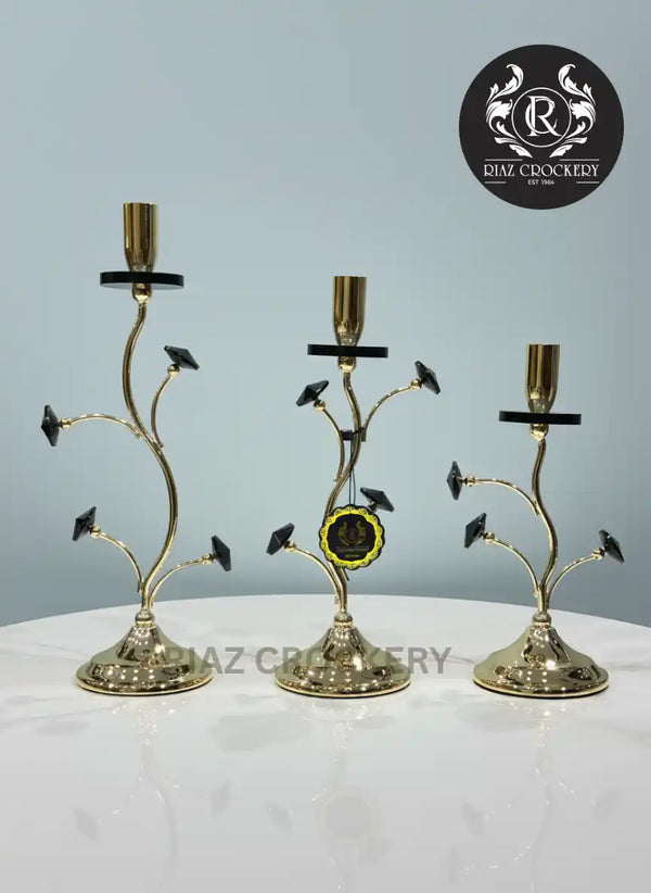 METAL CRYSTAL CANDLE STAND 3PCS